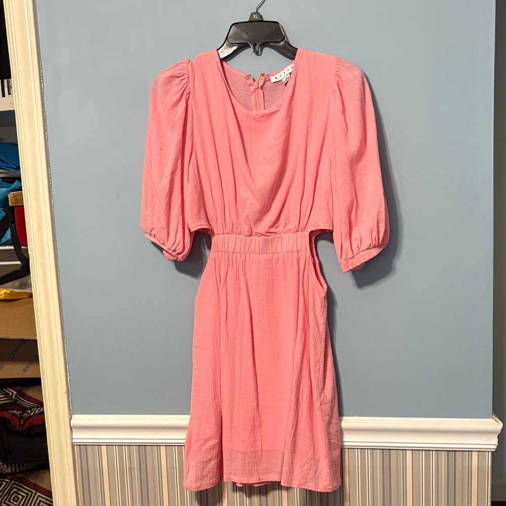 HYFVE Pink Puff-Sleeve Midi Dress